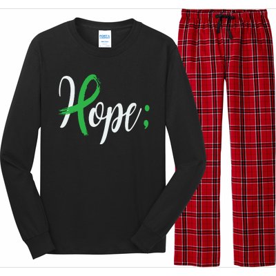 Hope Semicolon Green Ribbon Mental Health Awareness Long Sleeve Pajama Set