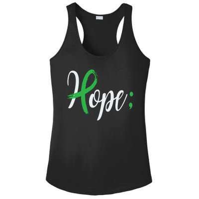 Hope Semicolon Green Ribbon Mental Health Awareness Ladies PosiCharge Competitor Racerback Tank