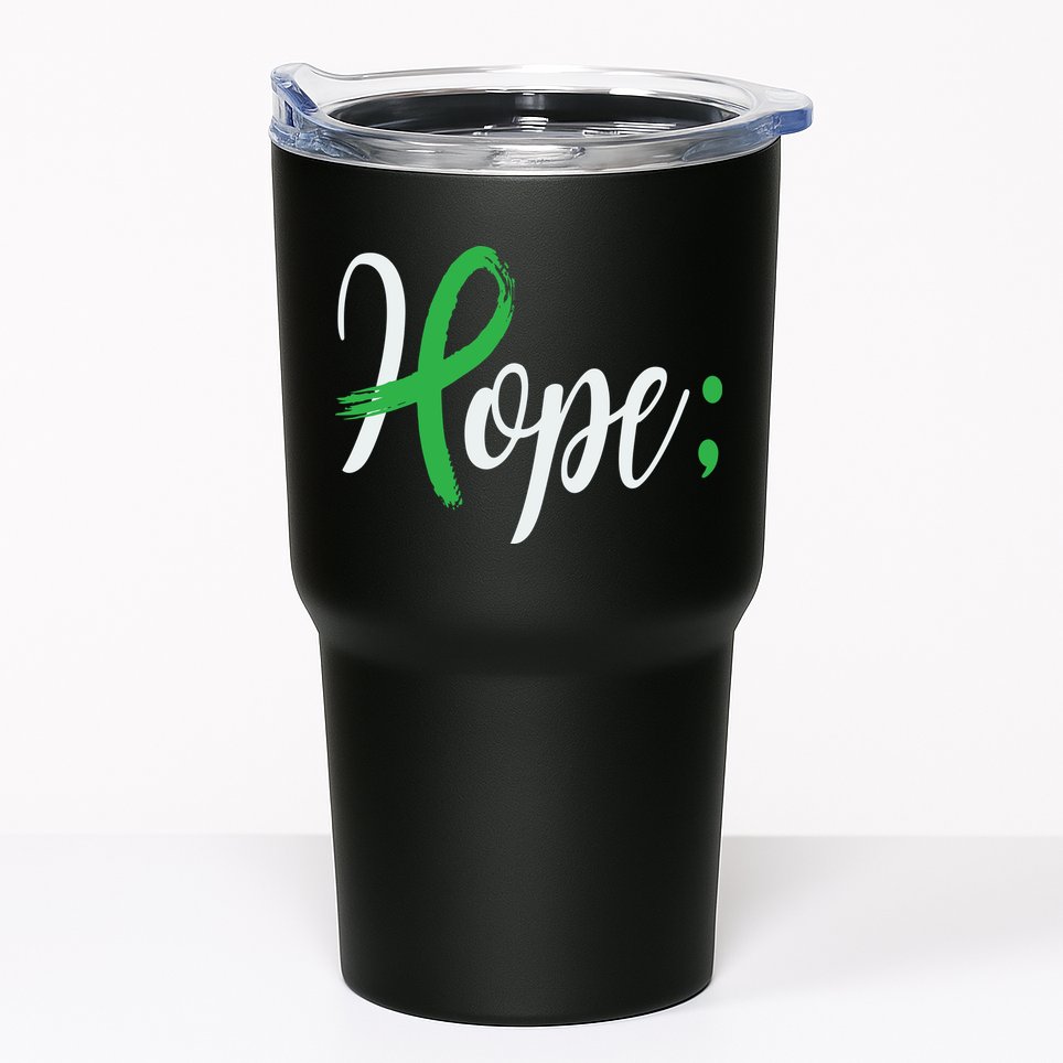 Hope Semicolon Green Ribbon Mental Health Awareness Tumbler