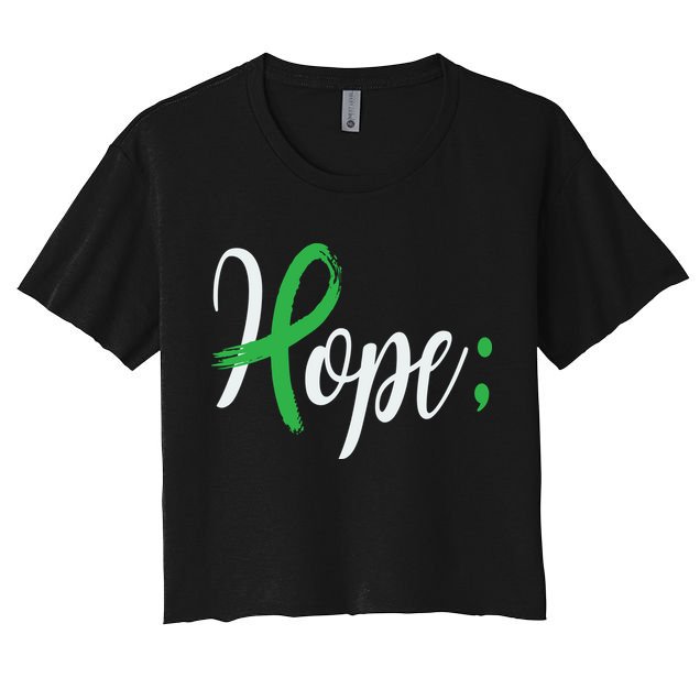 Hope Semicolon Green Ribbon Mental Health Awareness Women's Crop Top Tee