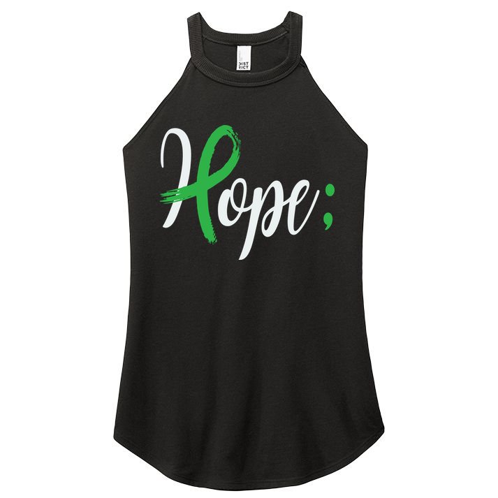 Hope Semicolon Green Ribbon Mental Health Awareness Women's Perfect Tri Rocker Tank
