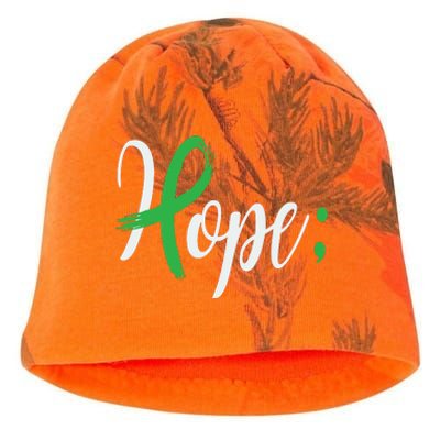 Hope Semicolon Green Ribbon Mental Health Awareness Kati - Camo Knit Beanie