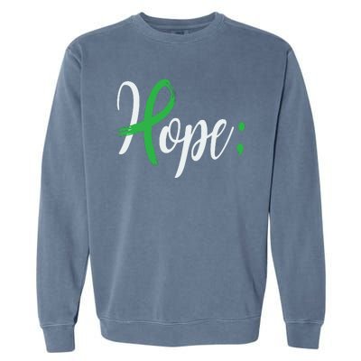 Hope Semicolon Green Ribbon Mental Health Awareness Garment-Dyed Sweatshirt