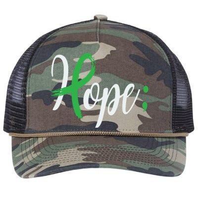 Hope Semicolon Green Ribbon Mental Health Awareness Retro Rope Trucker Hat Cap