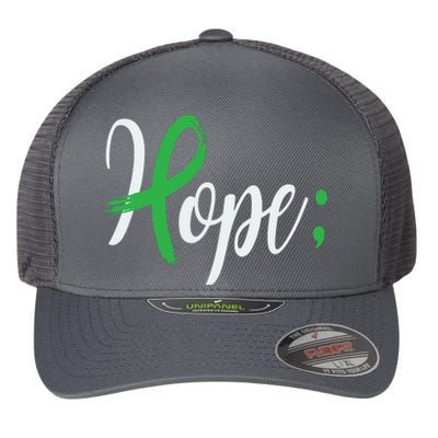 Hope Semicolon Green Ribbon Mental Health Awareness Flexfit Unipanel Trucker Cap