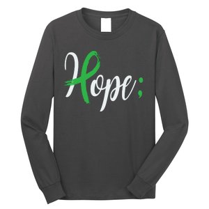 Hope Semicolon Green Ribbon Mental Health Awareness Long Sleeve Shirt