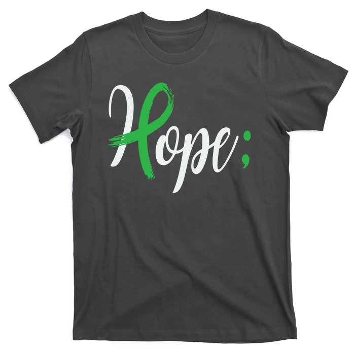 Hope Semicolon Green Ribbon Mental Health Awareness T-Shirt