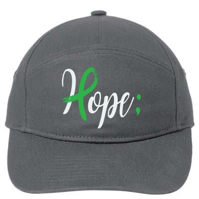 Hope Semicolon Green Ribbon Mental Health Awareness 7-Panel Snapback Hat