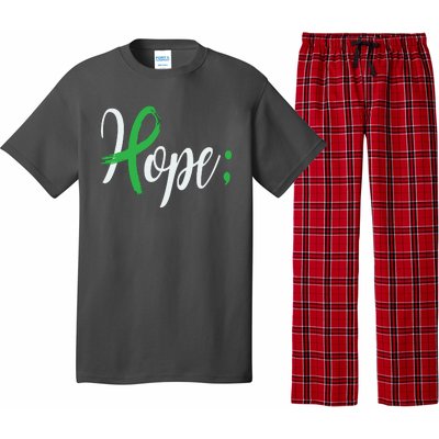 Hope Semicolon Green Ribbon Mental Health Awareness Pajama Set