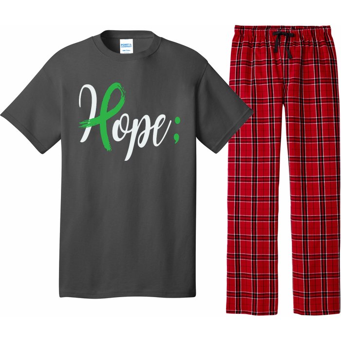 Hope Semicolon Green Ribbon Mental Health Awareness Pajama Set