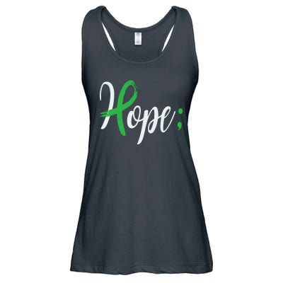 Hope Semicolon Green Ribbon Mental Health Awareness Ladies Essential Flowy Tank