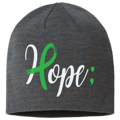 Hope Semicolon Green Ribbon Mental Health Awareness Sustainable Beanie