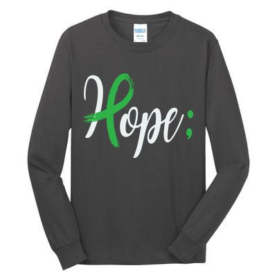 Hope Semicolon Green Ribbon Mental Health Awareness Tall Long Sleeve T-Shirt