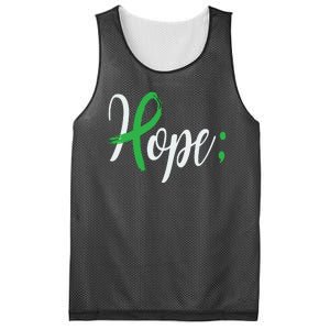 Hope Semicolon Green Ribbon Mental Health Awareness Mesh Reversible Basketball Jersey Tank