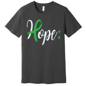 Hope Semicolon Green Ribbon Mental Health Awareness Premium T-Shirt