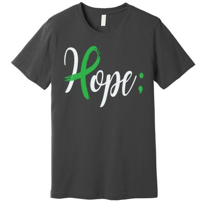 Hope Semicolon Green Ribbon Mental Health Awareness Premium T-Shirt