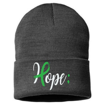 Hope Semicolon Green Ribbon Mental Health Awareness Sustainable Knit Beanie