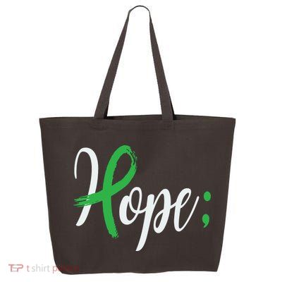 Hope Semicolon Green Ribbon Mental Health Awareness 25L Jumbo Tote