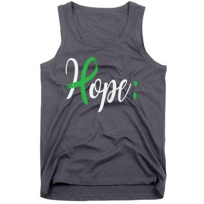 Hope Semicolon Green Ribbon Mental Health Awareness Tank Top