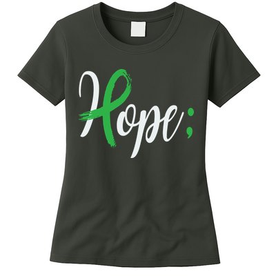 Hope Semicolon Green Ribbon Mental Health Awareness Womens T-Shirt