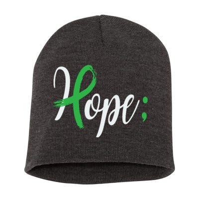 Hope Semicolon Green Ribbon Mental Health Awareness Short Acrylic Beanie