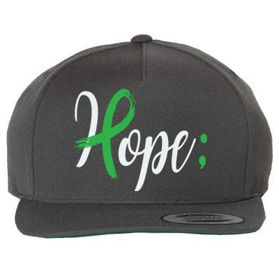 Hope Semicolon Green Ribbon Mental Health Awareness Wool Snapback Cap