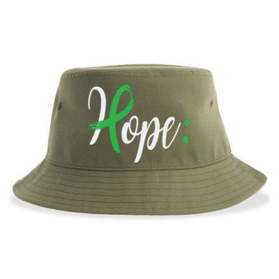 Hope Semicolon Green Ribbon Mental Health Awareness Sustainable Bucket Hat