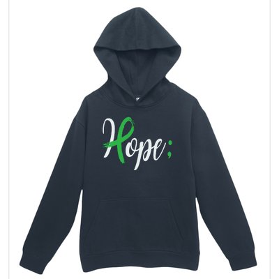 Hope Semicolon Green Ribbon Mental Health Awareness Urban Pullover Hoodie