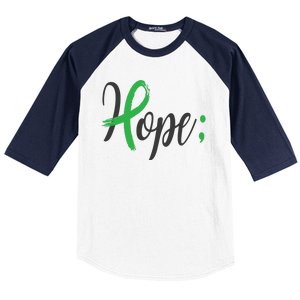 Hope Semicolon Green Ribbon Mental Health Awareness Baseball Sleeve Shirt