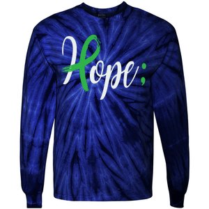 Hope Semicolon Green Ribbon Mental Health Awareness Tie-Dye Long Sleeve Shirt