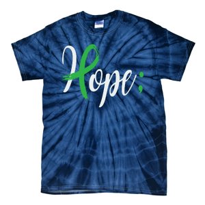 Hope Semicolon Green Ribbon Mental Health Awareness Tie-Dye T-Shirt