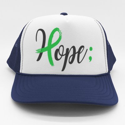 Hope Semicolon Green Ribbon Mental Health Awareness Trucker Hat