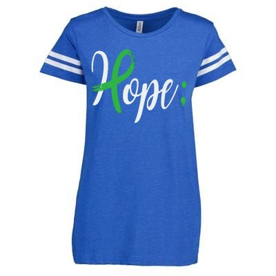 Hope Semicolon Green Ribbon Mental Health Awareness Enza Ladies Jersey Football T-Shirt