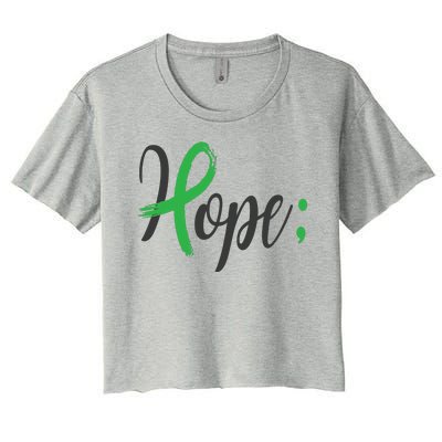 Hope Semicolon Green Ribbon Mental Health Awareness Women's Crop Top Tee