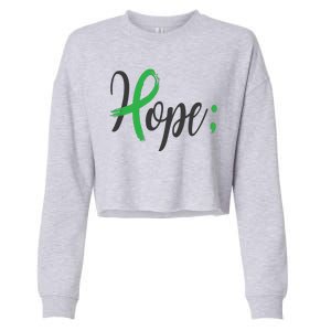 Hope Semicolon Green Ribbon Mental Health Awareness Cropped Pullover Crew