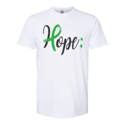 Hope Semicolon Green Ribbon Mental Health Awareness Softstyle CVC T-Shirt