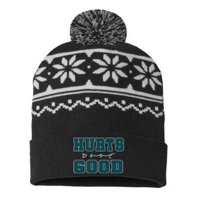 Hurts So Good Funny Meme Saying Graphic Apparel For Family USA-Made Snowflake Beanie