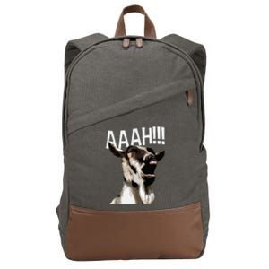 Halloween Screaming Goat AAAH Funny Crazy Goat Cotton Canvas Backpack