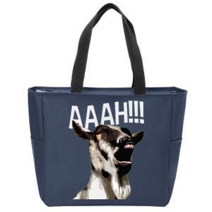 Halloween Screaming Goat AAAH Funny Crazy Goat Zip Tote Bag