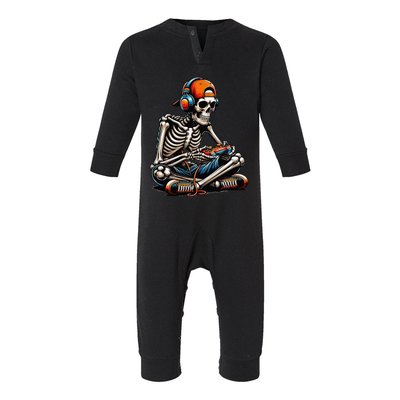 Halloween Skeleton Gamer Video Gaming Infant Fleece One Piece