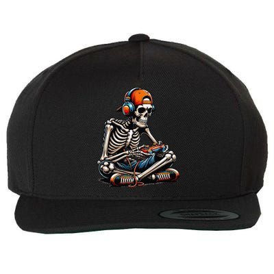 Halloween Skeleton Gamer Video Gaming Wool Snapback Cap