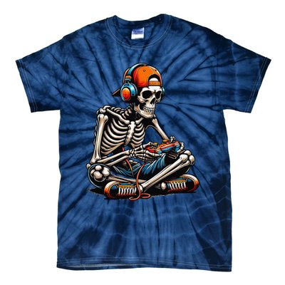 Halloween Skeleton Gamer Video Gaming Tie-Dye T-Shirt