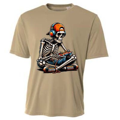 Halloween Skeleton Gamer Video Gaming Cooling Performance Crew T-Shirt