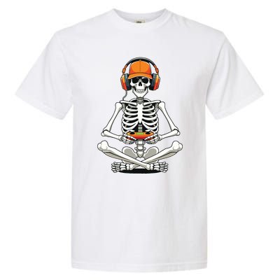 Halloween Skeleton Gamer Video Gaming Garment-Dyed Heavyweight T-Shirt