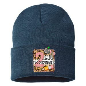 Hello Second Grade 2nd Grade Back To School Teacher Kid Girl Sustainable Knit Beanie