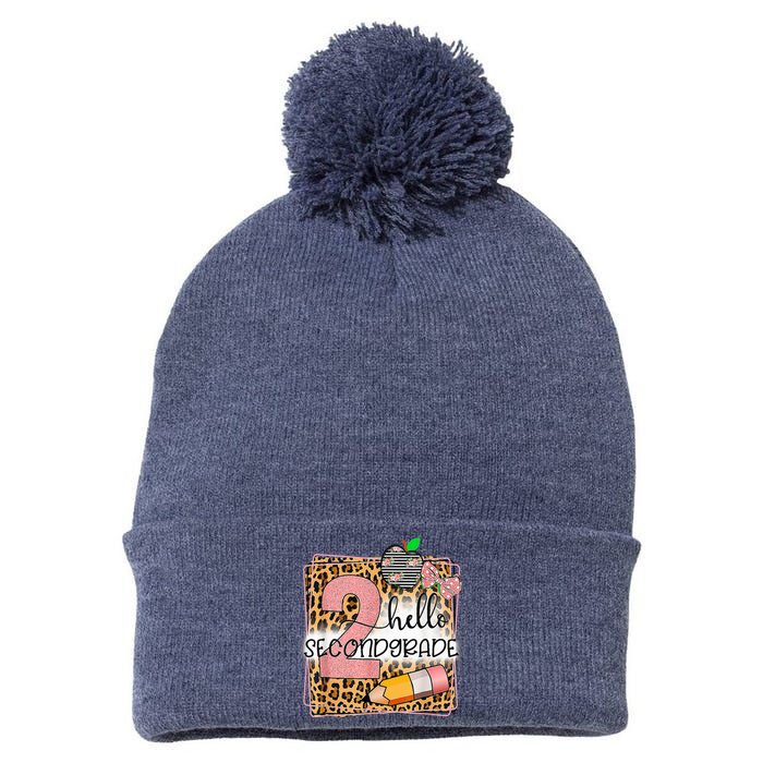 Hello Second Grade 2nd Grade Back To School Teacher Kid Girl Pom Pom 12in Knit Beanie