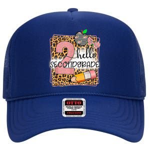 Hello Second Grade 2nd Grade Back To School Teacher Kid Girl High Crown Mesh Back Trucker Hat