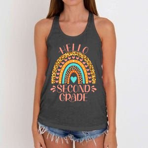 Hello Second Grade 2nd Grade Teacher Back To School Women's Knotted Racerback Tank