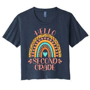 Hello Second Grade 2nd Grade Teacher Back To School Women's Crop Top Tee