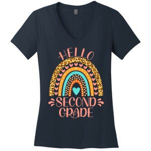 Hello Second Grade 2nd Grade Teacher Back To School Women's V-Neck T-Shirt